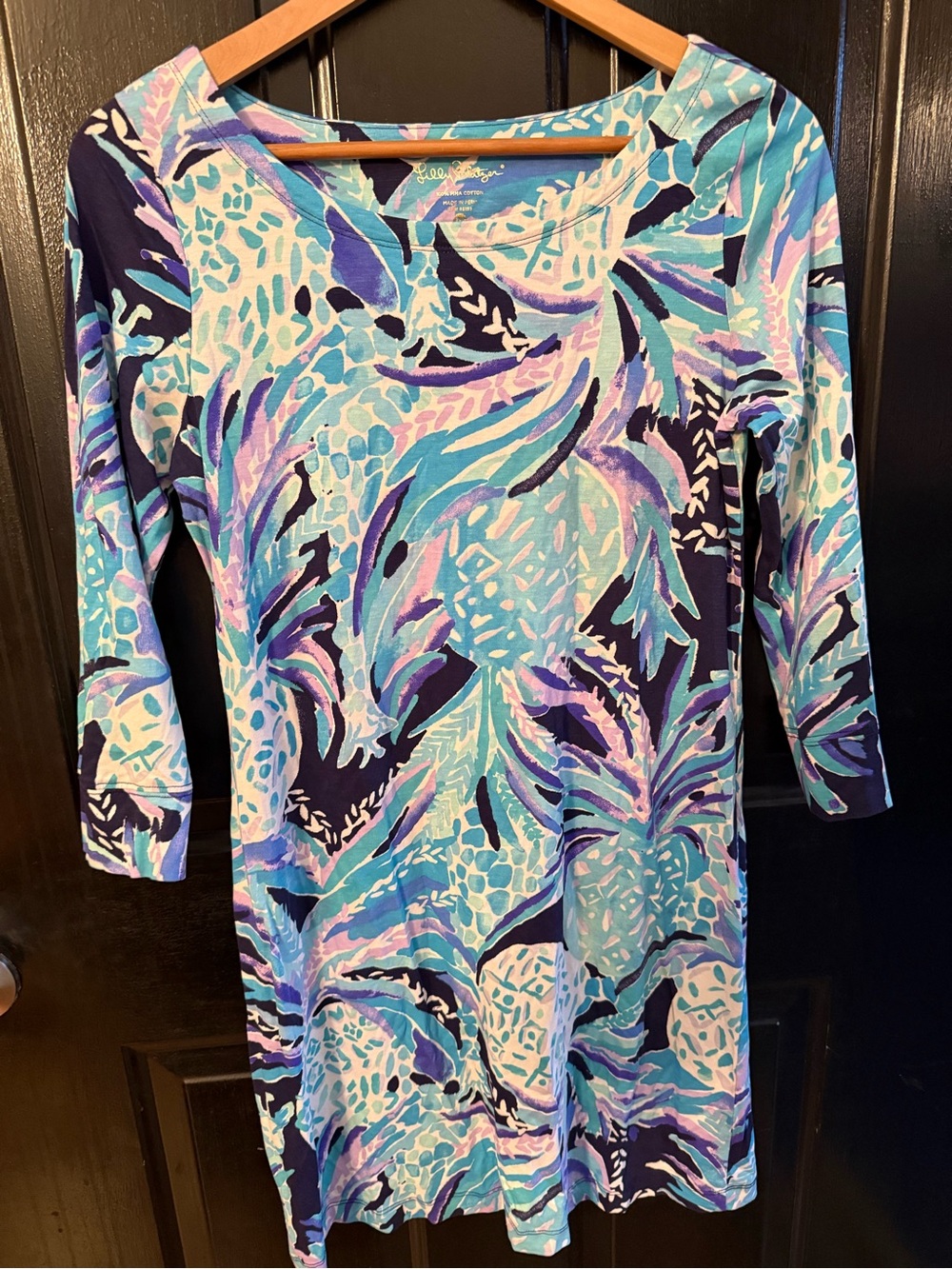 Lilly Pulitzer Hollee Dress Size M Alotta Colada print, Blue Green White